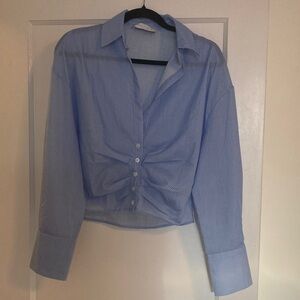 Elegant Blue Striped Button Down Shirt